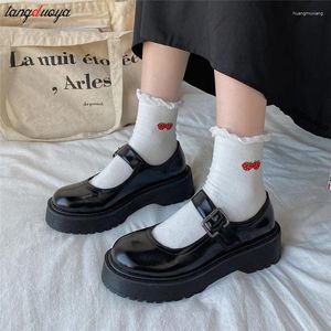 Chaussures occasionnelles plate-forme d'étudiant collégiale sweet lolita jk uniforme Mary Jane Jane Women Sneaker Locs blancs