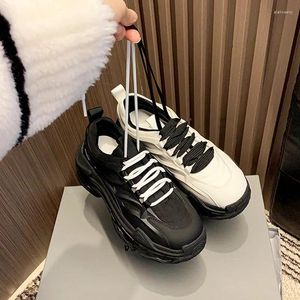 Casual Schoenen Platform Vrouwelijke Sneakers Lente Sport Mode Ronde Neus Cross-gebonden Track Trainers Voor Vrouwen INS