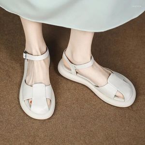 Casual Schoenen Platform Flats Dames Witte Sandalen Gesloten Teen Zomer Strand Stiletto Zachte Dikke Zool Grijze Vrije Tijd Sandalias Feminios