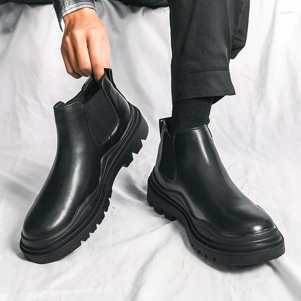 Zapatos casuales plataforma alta para hombres vestido de cuero Japón Corea calzado resistente al desgaste que combina con todo Chaussure Homme