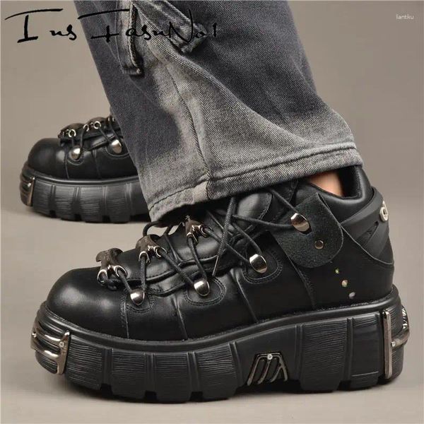 Chaussures décontractées plate-forme en métal orteil de baskets chunky