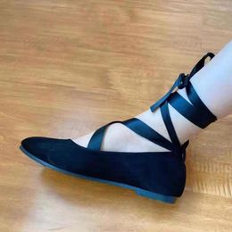 Casual schoenen plus maat 33- 43 ballerina lente herfst zomer mode vrouw zwart roze kaki bandage ballet flats xx4-12