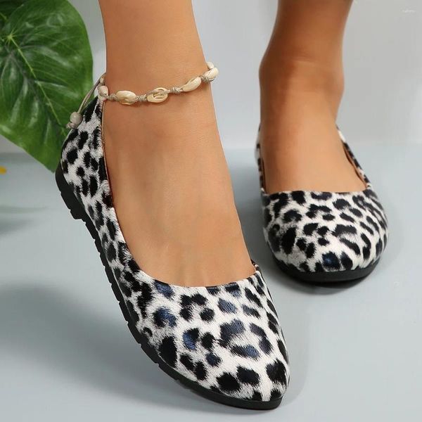 Zapatos casuales talla grande 43 mujeres estampadas de leopardo 2024 moda de la boca de moda comodidad para mocasines Zapatos de Mujer