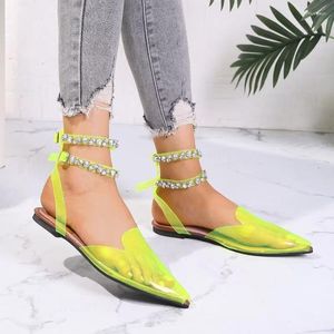 Casual schoenen plus size pioned teen sandalen voor vrouwen zomer platte mode plastic steentjes gesloten enkelriem dames