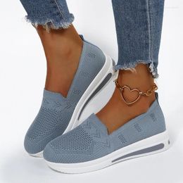 Chaussures décontractées grande taille femmes Zapatillas Mujer respirant tricoté baskets mocassins plats marche vulcanisé