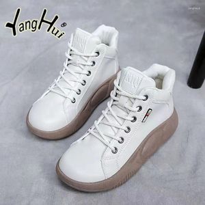 Casual schoenen plus fluwelen houd warme sport recreatieve all-match wit voor vrouwen Koreaanse stijl Gao Bang Platform Sneakers Winter 2024