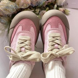 Chaussures décontractées Style preppy avec plate-forme de baskets de planche à dentelle rétro zapatos de mujer tenis authentique cuir 2024