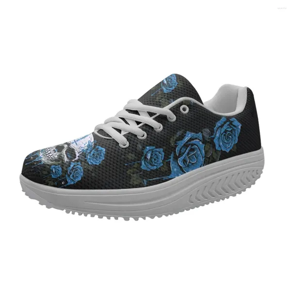 Chaussures décontractées Pretty Blue Gradient Rose Pattern Mesdies Spring Autumn Automne Plateforme non glissée Plateforme personnalisée Sneakers de conception Cadeau