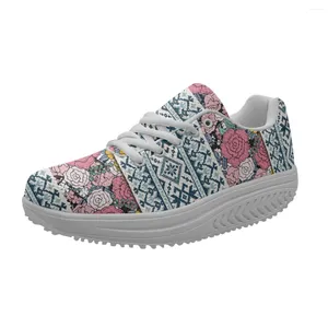 Casual schoenen Pretty Pink Rose Patroon Ladies Leer Autumn Sneakers Non-Slip Ademende sport Outdoor Travel Round Teen Footwear