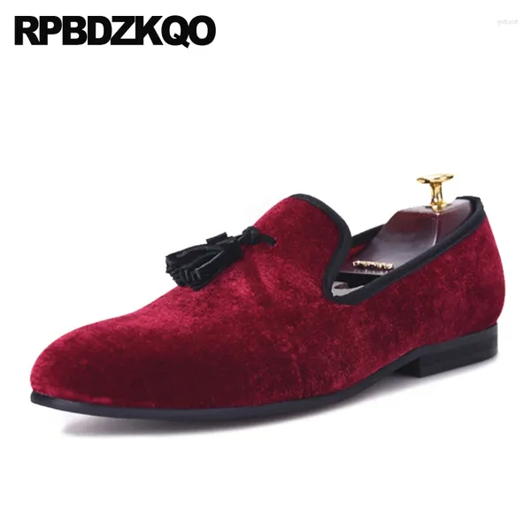 Zapatos informales PROM PROMPLETOS DE PROMPLEZAS SELIPTERS Custom Velvet Men Party 11 Lofer de lujo Black Big Size Pista de alta calidad 46 Tassel