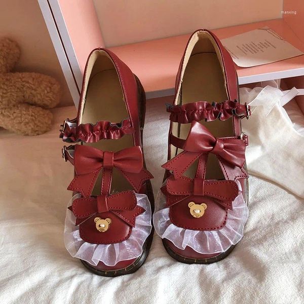 Chaussures décontractées pu cuir fille étudiant été lolita loli jk uniforme dentelle princesse plate japonais anime sweet kawaii filles cosplay boucle