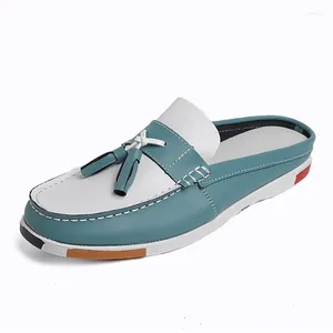 Casual schoenen PU-leer helft voor heren 2024 Docksides Bootslip-on-loafers Zomerpantoffels