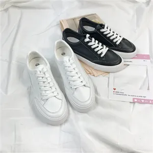 Chaussures décontractées en toile de couleur Pure pour femmes, classiques de printemps pour étudiants, cuir blanc assorti, planche Harajuku confortable