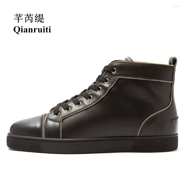 Zapatos casuales Qianruiti llegada hombres cuero con cordones alto superior masculino calzado al aire libre zapatillas de deporte de talla grande EU39-EU47