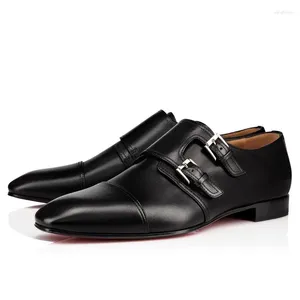 Casual schoenen Qianruti Bruin Black Leather Monk Riem Trap-Til-On Men Oxfords Fashion Footwear EU38-EU47