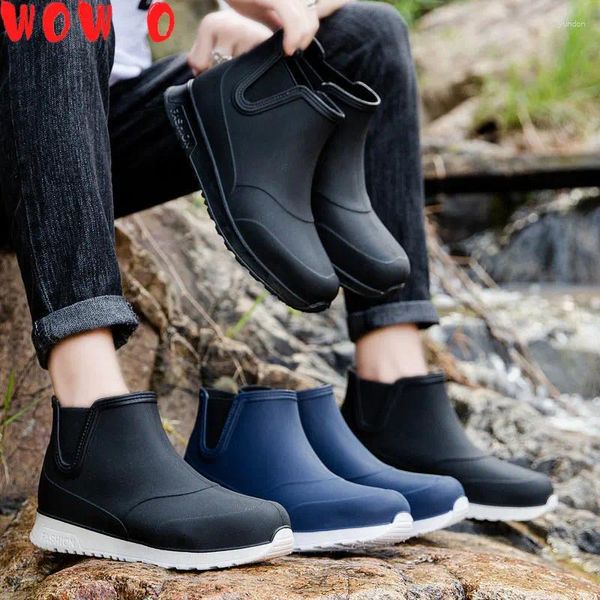 Chaussures décontractées bottes de pluie homme en caoutchouc mode cheville rond