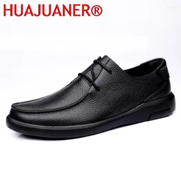 Chaussures décontractées en cuir véritable pour hommes, robe formelle, mode Business, mocassins noirs respirants, chaussures Oxford