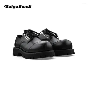 Chaussures décontractées Recommandez!Les hommes cool modernes doivent obtenir une conception de ligne de coupe spéciale Big Head Derby Metal Punk Style Young Male Oxfords