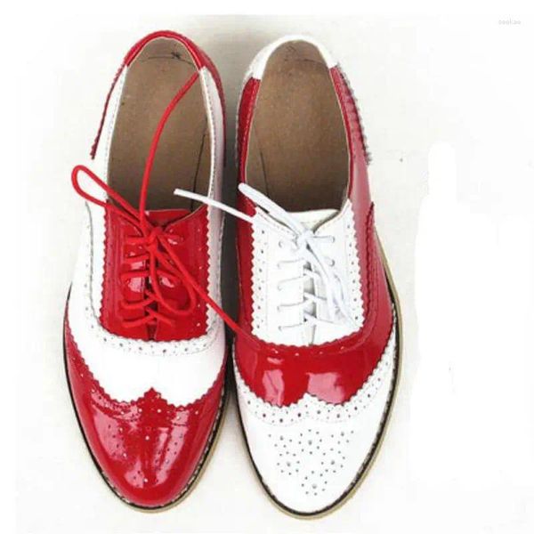 Chaussures décontractées rouge blanc AB en cuir verni Style Oxfords personnalisé marques de couleurs mélangées concepteur plat pour les femmes