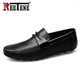 Casual Shoes REETENE High Quality Men Loafers Genuine Leather Mens Fashion Comfortable