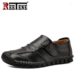Casual schoenen Reetene-kwaliteit comfort loafers voor mannen licht heren ademend lederen platte niet-slip rijden man