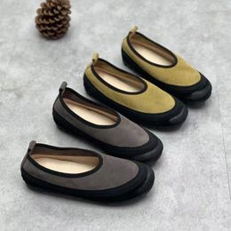 Chaussures décontractées rétro en cuir de vache pour femmes, mocassins plats pour personnes âgées, marche danse, cuir véritable, doux et sain, simples pour femmes