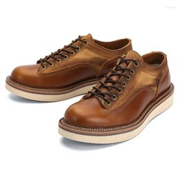 Chaussures décontractées Retro Mens Cow Leather Luxury Handmade Quality confortable Véritable 2024 Flat British Style Social Man