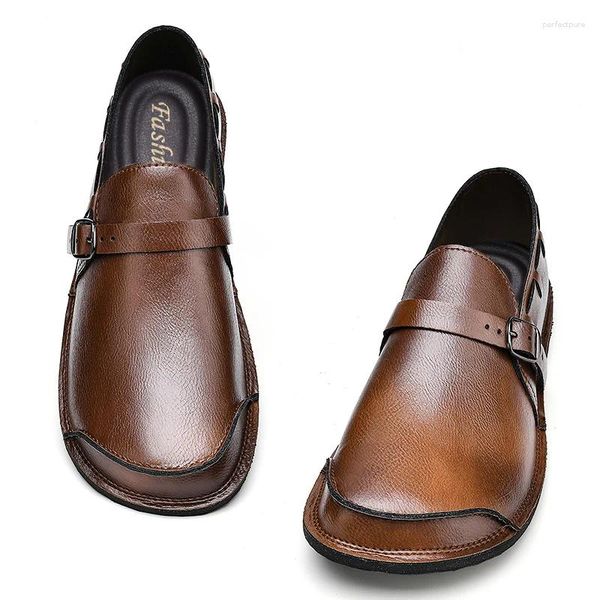 Zapatos casuales de estilo retro hombres mocasines genuinos cuero mocasines hechos a mano para hombres transpirables comodidad de conducción resbalada en pisos