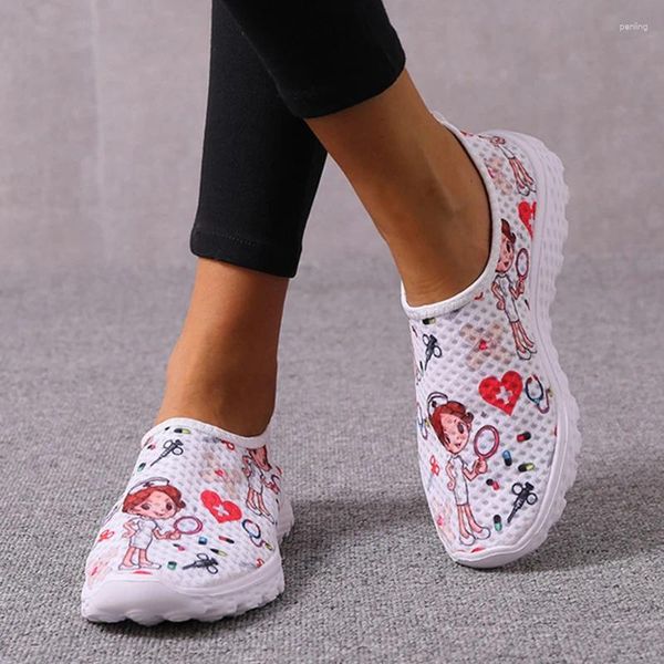 Zapatos casuales rimocy estampado de mujeres zapatillas transpirables mujeres slip-on light no deslizan pisos damas deportes de fondo suave