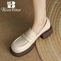 Chaussures décontractées Rizabina 2024 TRANDE FEMMES POMPE REAL CUIR SUMMER Office de mode High Talons Femme Footwear Taille 34-40