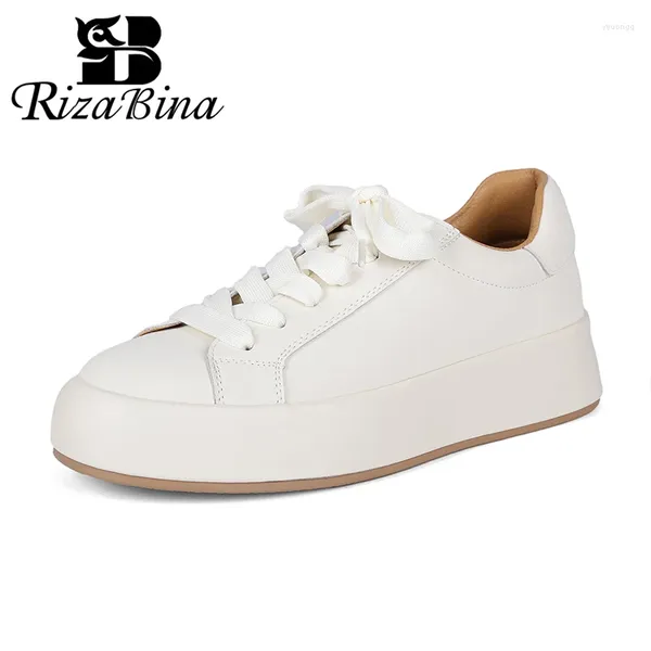 Zapatos casuales Rizabina Mujeres zapatillas de deporte genuino plataforma de cuero grueso