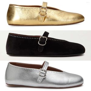 Mary Jane – chaussures décontractées à bout rond en velours noir et argent, sandales de luxe de styliste pour femmes, ballerines élégantes, 2024