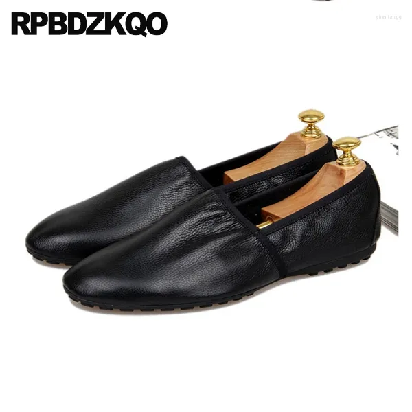 Zapatos informales de mocasines de punta redonda conducción plegable Moccasins Flats Roll up Holiday Slolar Slip On Solid Men Plain Vacada de vaca