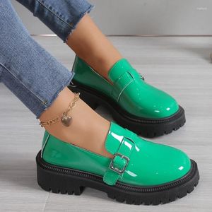 Zapatos informales Reducking Toe Slip-on Women's Flat on Sale 2024 Fashion Solid Loquers PU gran tamaño