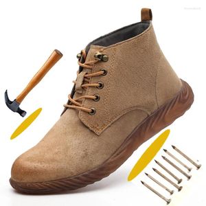 Zapatos informales de goma contra la punta de acero de acero de seguridad abreviatura de hombres cómodos de protección de los pies de cuero de trabajo
