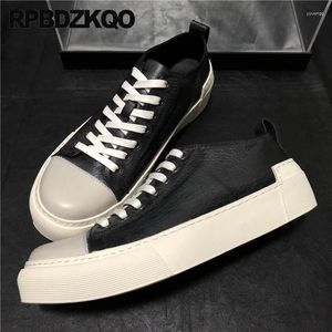 Casual schoenen Rubber zool Trainers varen Sneakers Sport Skate Trend Flats Athletic Koreaanse dikke mannen echt leer