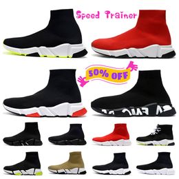 Chaussettes de créateurs Chaussures décontractées Plateforme Hommes Femmes Brillant Knit Speed 2.0 1.0 Entraîneur Triple Noir Blanc Master Emed Paris Bottes Graffiti Vitesses Baskets Runner Baskets