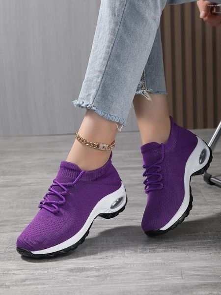 Chaussures décontractées Running Sneakers Femme Air Cushion Outdoor Gym Jogging Trainers Trainers Fashion Sport Lace Up Sports