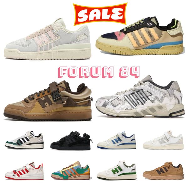 2024 Diseñador Pink Easter Egg Foro 84 Hebilla baja Bad Bunny Zapatos casuales Patchwork Regreso a la escuela Hombres Mujeres Lows Flat White Royal Blue Plate-Forme Zapatillas de deporte