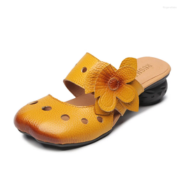 Casual schoenen rushiman originele vintage handgemaakte slippers zomer comfortabele uitgehold vrouw uit vrouw teen-sandalen EU-maat 35-40