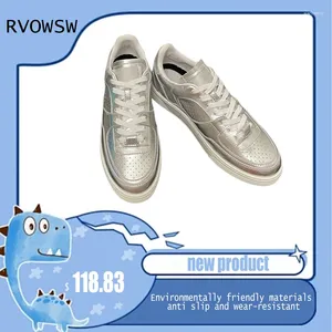 Zapatos informales RVOWSW Diseñador 2024 Color bloqueado de cuero elevado Corner de plata transpirable King Sports Sports Women's SH