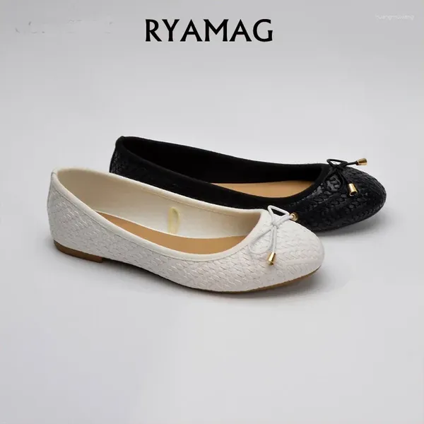 Chaussures décontractées Ryamag Bout rond Simple Femmes Printemps et Automne Bow Plat Soft Bottom Beanie Femmes