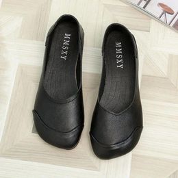 Casual schoenen S 2024 Lederen platte vrouw Handgemaakte loafers Flexibele herfstflats