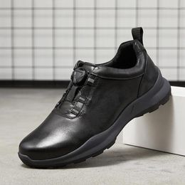 Chaussures décontractées Self Boucle Laces Men's Athleisure Leather Plateforme d'hiver d'automne Souget confortable en gros
