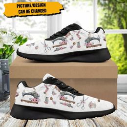 Casual Shoes Sewing Machine Flower Pattern Women's Jogging Cozy Soft Sneaker Durable Gym Teen Sneakers Print On Demand Tenis Masculino