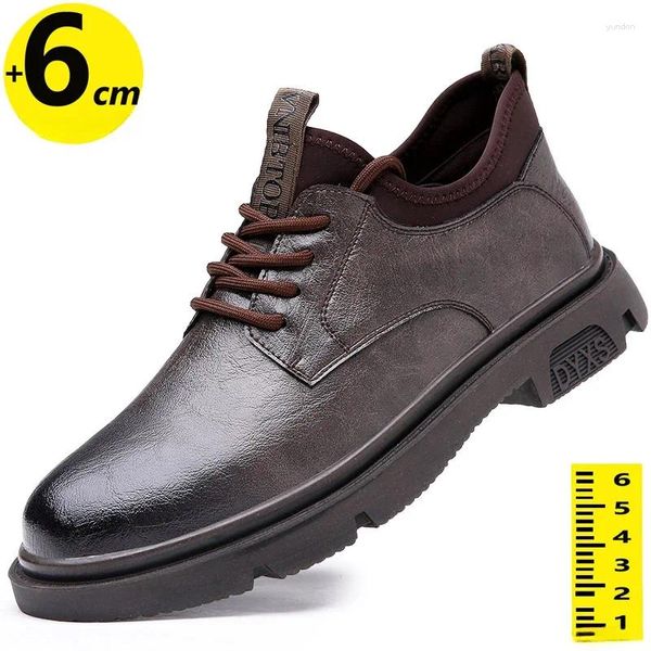 Zapatos casuales zapatos business hombres oxford cuero ascensor elevador suela altura aumento de la altura 6 cm Oficina vida diaria británica