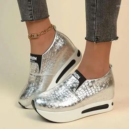 Casual Schoenen Zilver Goud Platform Sneakers Dames Vrouw Vrouwelijke Flats Shine Bling Causale Loafers Dames Schoenmaat 42