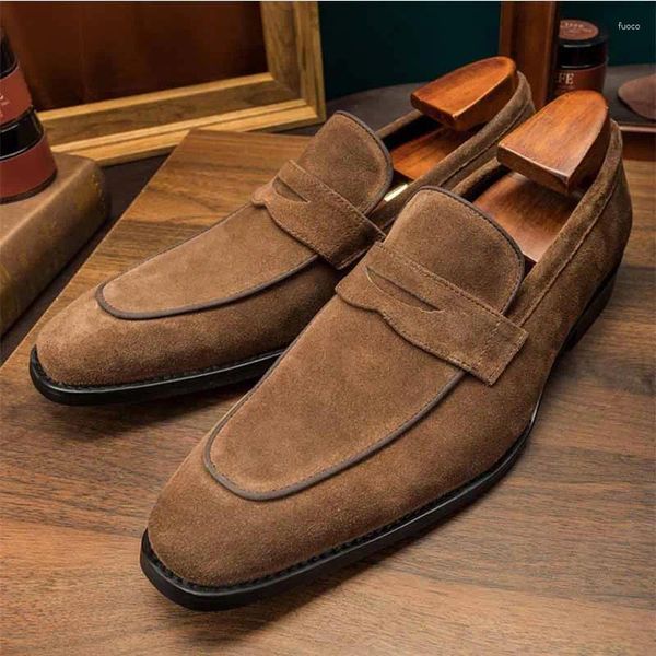 Chaussures décontractées Sipriks automne mocassins pour hommes marron vache daim sans lacet Penny mocassins mode mâle chaussure de mariage Topsiders quotidien Sneaker