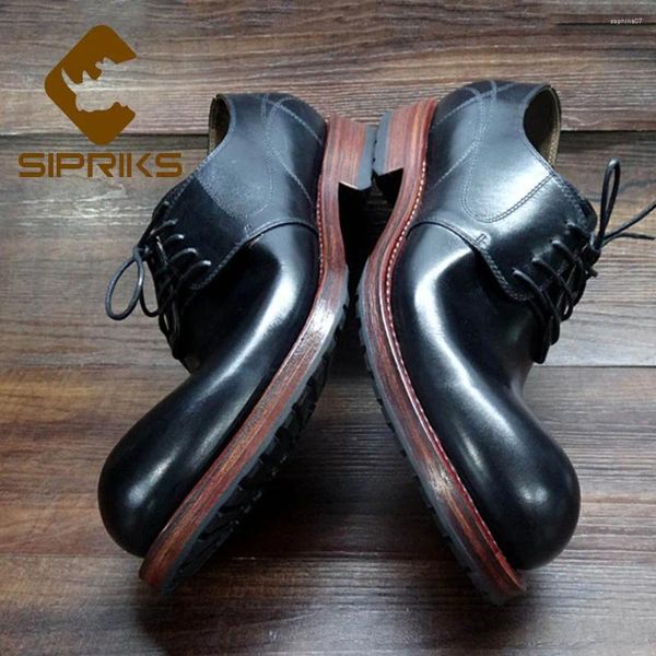 Chaussures décontractées sipriks importés France veau en cuir Goodyear Welted Mens Footwear Big Round Toe Elegant Cowboy