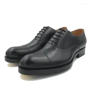 Chaussures décontractées Sipriks Italien Robe en cuir de veau noir Oxfords Hommes Goodyear Welted Semelle épaisse Costumes pour hommes Bureau formel